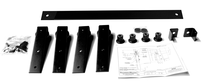 Series 105 Flat Track Kit with Traditional Quiet Wheel Hangers for Bi-Parting Doors for 3’ – 0” Opening – Powder Coated