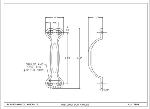 6" Light Duty Iron Bow Handle - Image 3